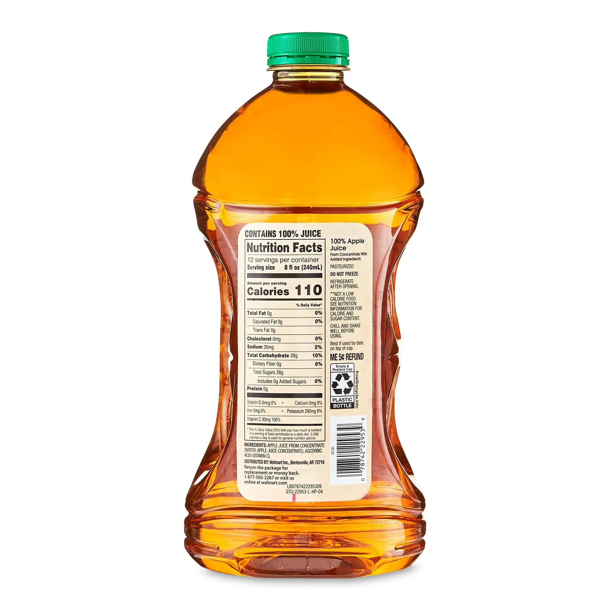 Great Value 100% Apple Juice 96 fl oz - Görsel 2