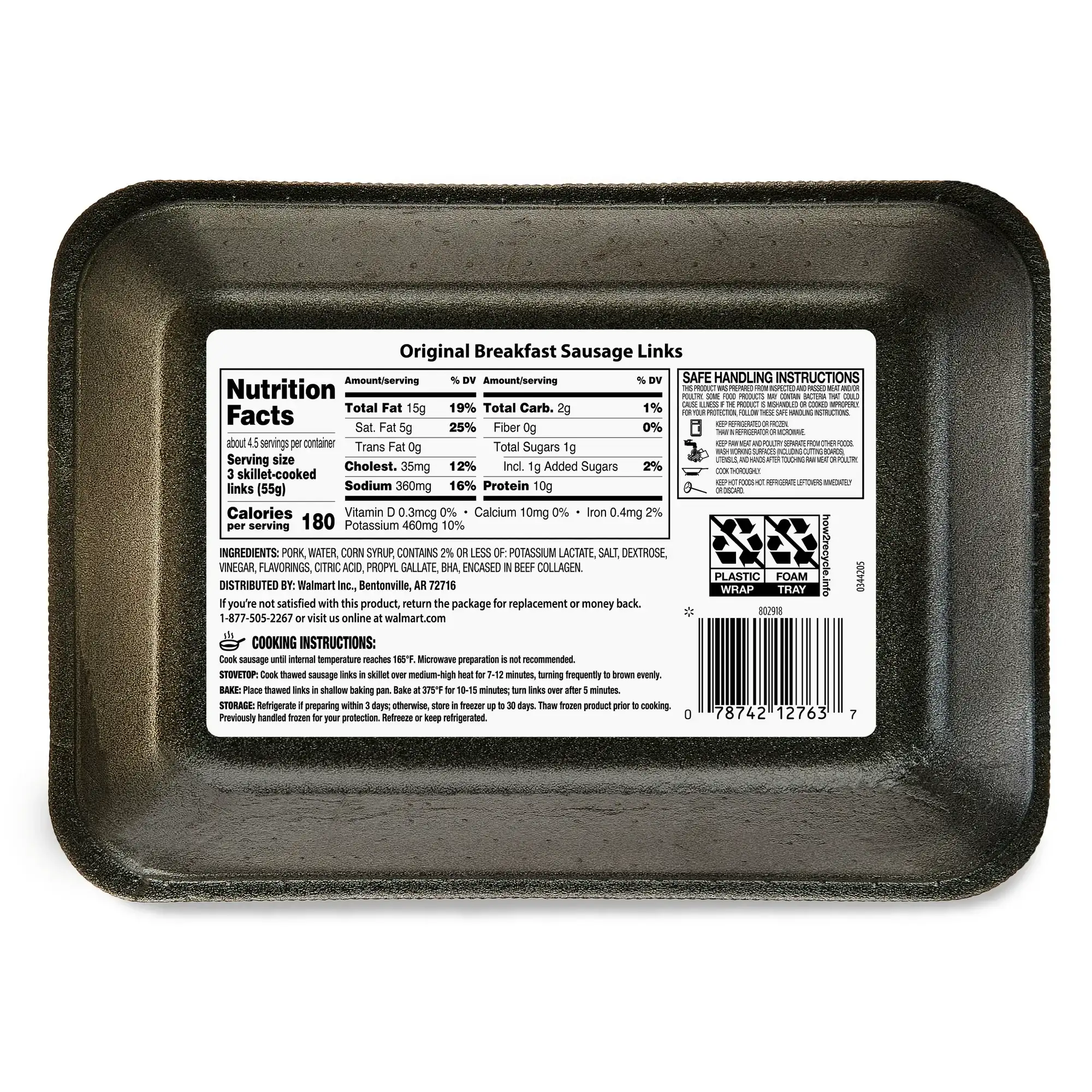 Great Value Uncooked Original Breakfast Pork Sausage Links 12 oz Package - Görsel 3